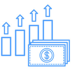 Profit icon blue style