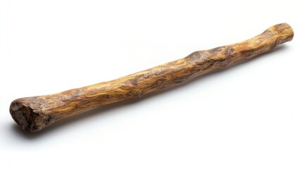 Single stick with jagged edges, laid flat on pure white