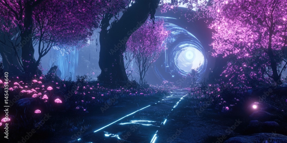 Aufkleber An avant-garde game design lab with dynamic holographic assets and bioluminescent elements, building immersive gaming experiences.
