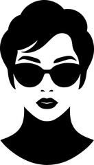 A women face in black and white silhouette in vector farm 