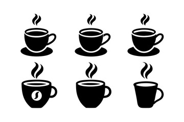 Coffee cup vector icon set. Cups of coffee tea symbol collection. Vector Illustration