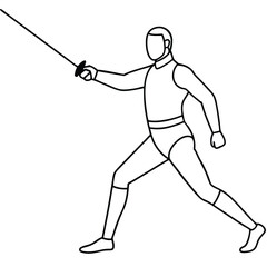 Obraz premium A man-fencing-outline-vector-art-illustration. 