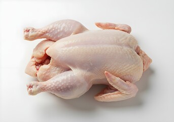 Raw Chicken Ready for Cooking on White Background