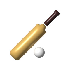 Cricket, Bat and Ball Icons In 3d Style