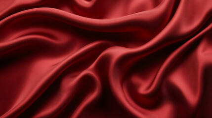 Obraz premium A rich red cloth flows dynamically against a black backdrop, creating a striking, luxurious fabric texture