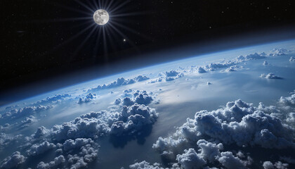 Earth from Space Illuminated by the Sun's Rays  