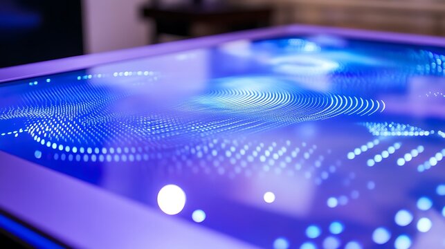 Close-up view of a touchscreen display with interactive patterns.