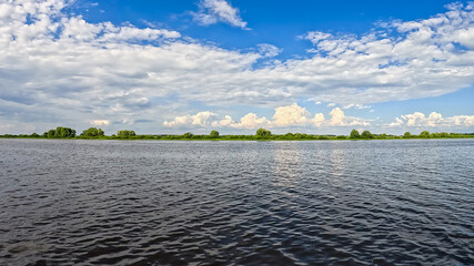Summer landscape on the river bank