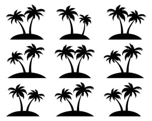 Fototapeta premium Palm Tree Island Silhouettes Collection