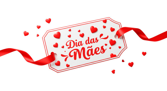 Festive decoration with hearts and a ribbon celebrating mothers, perfect for special occasions and heartfelt greetings.