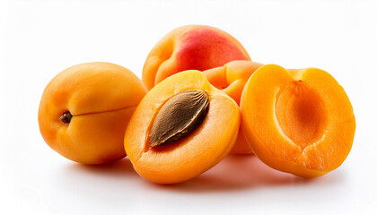 ripe apricots on white background fruit food healthy