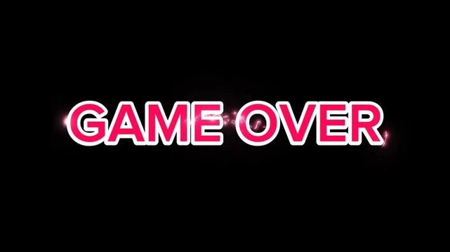 Words game over in pink. Ideal for gaming websites, social media posts, or any content related to video games.animated footage

