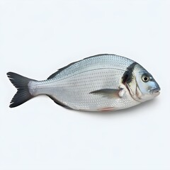Obraz premium A single gilthead seabream fish isolated on a plain white background in a studio shot close up view