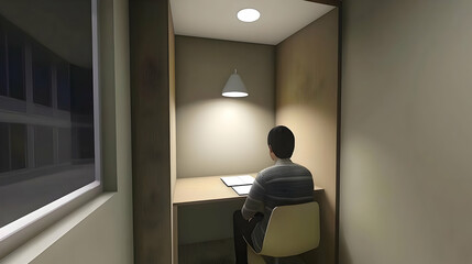Person Concentrating At Desk In Study Area