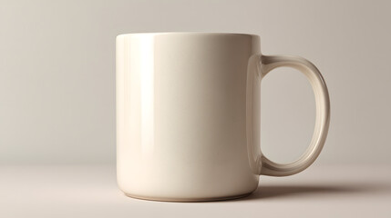 A Clean and Minimalist Mockup of a Creamy White Mug With Subtleties of Light Play and Smooth Texture Design Aesthetics