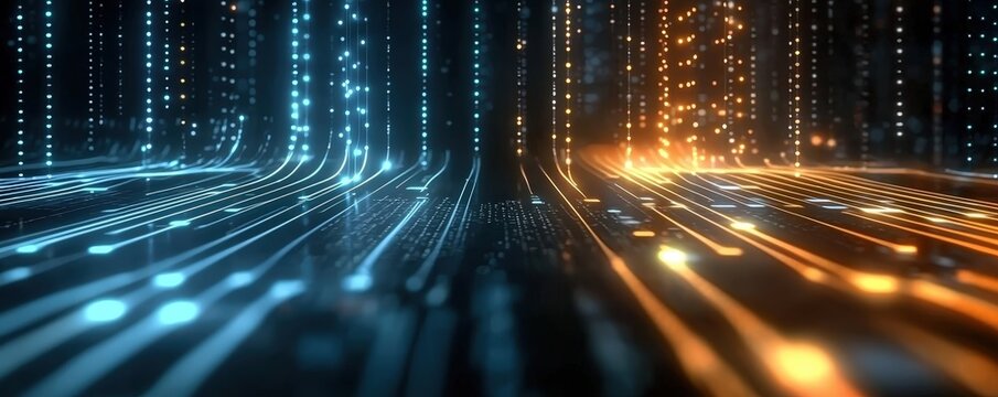 A network of interconnected data points, symbolizing AI-driven digital processes and machine learning technology.