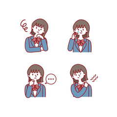 女子学生_表情イラストセット