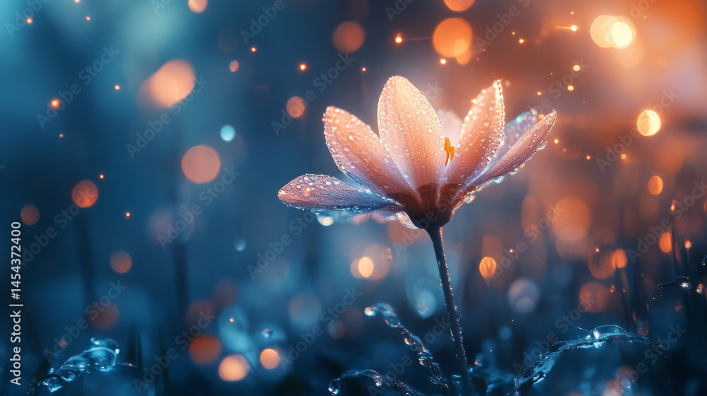 Poster blurred light refractions and bokeh flares create a dreamy lens effect for creative compositions