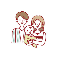 赤ちゃんを抱っこするママ_3人家族