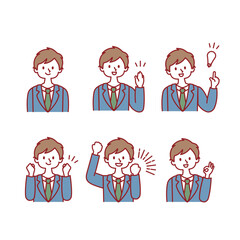 男子学生_表情イラストセット
