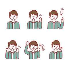 男性_表情イラストセット