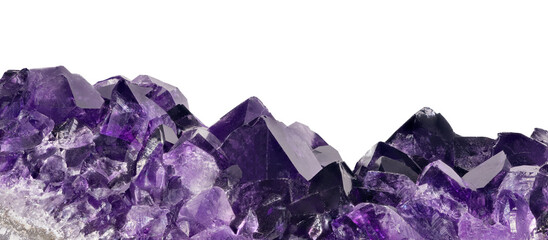 isolated dark violet large crystals of amethyst