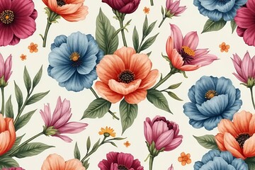 Fototapeta premium seamless pattern with flowers