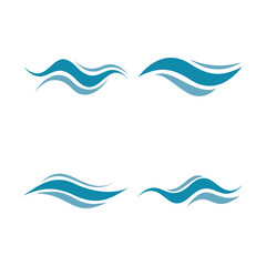 Abstract blue wave logo icon set