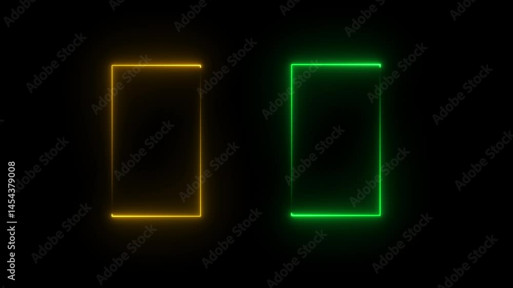 Poster vertical abstract bright neon frame. luminous neon line of a rectangular path. web background laser 
