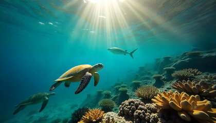 Fototapeta premium underwater scene with coral reef