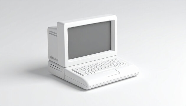 a vintage computer system displayed in a gray shade against a white background