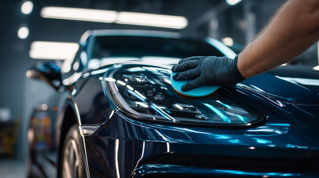 Professional auto detailing service car polishing and waxing for paint correction and protection