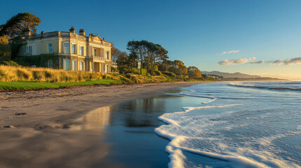 The Velvet Strand in Portmarnock, County Dublin, is shown bathed in autumn sun, emphasizing its natural charm