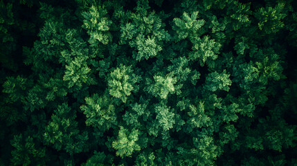 Forest Aerial Dark Green Pines Evergreen Trees Woodland Foliage Overhead View