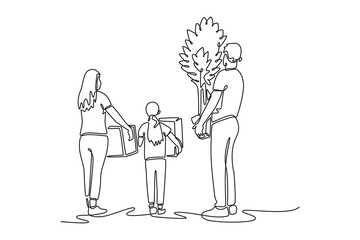 Real Estate concept. Single line draw design. Vector graphic illustration