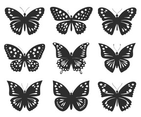 Set of 9 Insect Silhouettes  Butterflies, Moths, Dragonflies

