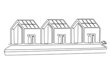 Real Estate concept. Single line draw design. Vector graphic illustration
