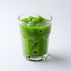 Iced Green Drink in Glass with Cubes Refreshing Beverage