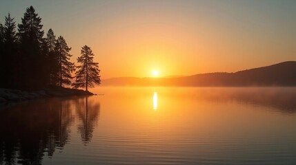 Fototapeta premium Tranquil Waters: A Moment of Peace at Dusk