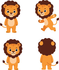 Cute lion cartoon vector illustrations for t-shirt printing and craft projects ideal design set 