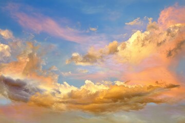 A vibrant spring sky illuminating serene landscapes with soft golden hues for beautiful backgrounds and stunning nature themes