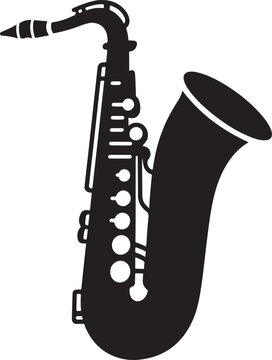 Simple Black Saxophone Icon Graphic Design