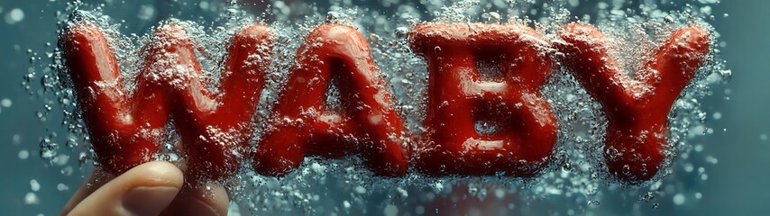 Red letters in water