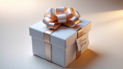 ELEGANT GIFT BOX WITH SATIN RIBBON, LOVE YOU TAG