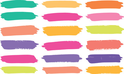 Brush line and stroke vector. Color, pencil, marker, crayon paint texture highlight. Pen, chalk hand drawn underline, mark. Line, stroke, stripe, shape scribble.