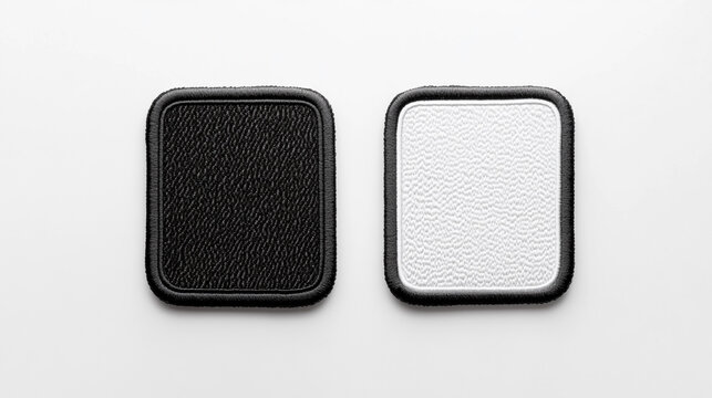 Blank Black and White Woven Patches  Embroidery Labels  Clothing Tags  Mockup
