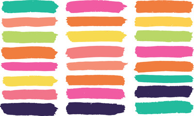 Brush line and stroke vector. Color, pencil, marker, crayon paint texture highlight. Pen, chalk hand drawn underline, mark. Line, stroke, stripe, shape scribble.