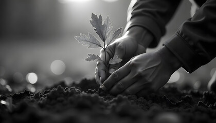 Fototapeta premium planting a plant