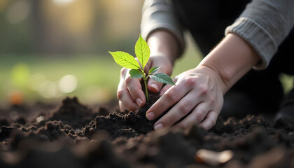 Fototapeta premium planting a plant