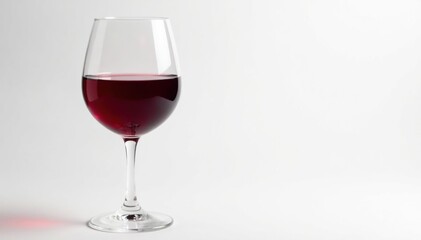 Rich red wine in a glass, pristine white backdrop, wine glass, alcohol, macro
